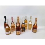 9 VARIOUS BOTTLES OF ROSE WINE TO INCLUDE SPARKLING MATEUS, 3 X SPARKLING MARTINI ETC.