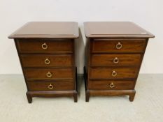 PAIR OF STAG MINSTREL 4 DRAWER BEDSIDE CHESTS - W 53CM. D 47CM. H 71CM.