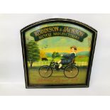 A WOODEN REPRODUCTION ROBINSON AND JACKSON BICYCLE MANUFACTURERS SIGN