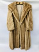 VINTAGE FULL LENGTH MINK COAT OF DAWN PASTEL SHADE, WITH ORIGINAL RECEIPT DATED 1967.