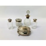 COLLECTION OF SILVER DRESSING TABLE ITEMS TO INCLUDE AN OVAL TRINKET BOX, BIRMINGHAM ASSAY L 11CM,