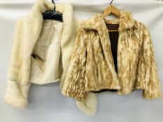 2 X VINTAGE FUR COATS TO INCLUDE AN IVORY WHITE MINK JACKET, WITH ORIGINAL RECEIPT DATED 1972.