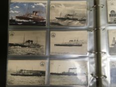 ALBUM WITH A COLLECTION LNWR OFFICIAL POSTCARDS, ROLLING STOCK, VIEWS, TRANSPORT, SHIPS, HISTORICAL,