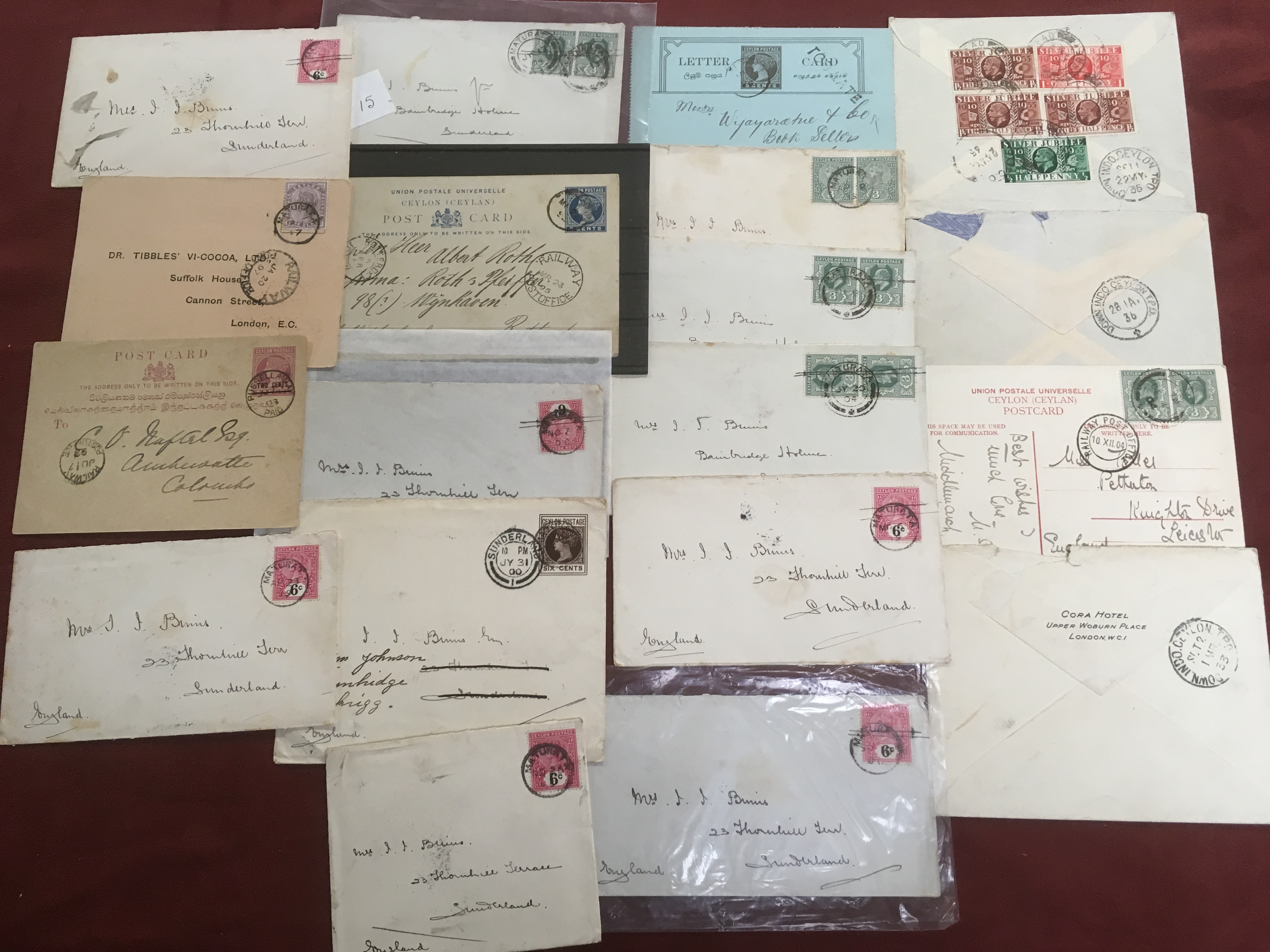 CEYLON: 1893-1936 COVERS AND CARDS WITH RAILWAY POST OFFICE POSTMARKS (19)