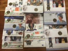 COIN COVERS: FILE BOX UK FIVE POUND COIN COVERS, ROYAL MINT AND FEW MERCURY,