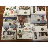 COIN COVERS: FILE BOX UK FIVE POUND COIN COVERS, ROYAL MINT AND FEW MERCURY,