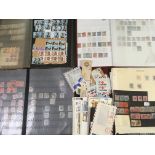 HONG KONG: BOX WITH ALL REIGNS IN ALBUM, THREE STOCKBOOKS, ON LEAVES AND LOOSE,