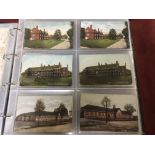 ALBUM WITH AN EXTENSIVE COLLECTION HITCHIN POSTCARDS, OLD TO MODERN, MAINLY COLOURED WITH STREETS,