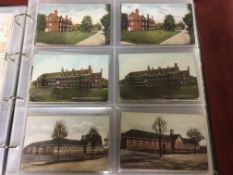 ALBUM WITH AN EXTENSIVE COLLECTION HITCHIN POSTCARDS, OLD TO MODERN, MAINLY COLOURED WITH STREETS,