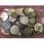 TUB OF MIXED MAINLY SILVER COINS, MAINLY GB, FEW OVERSEAS (APPROX.