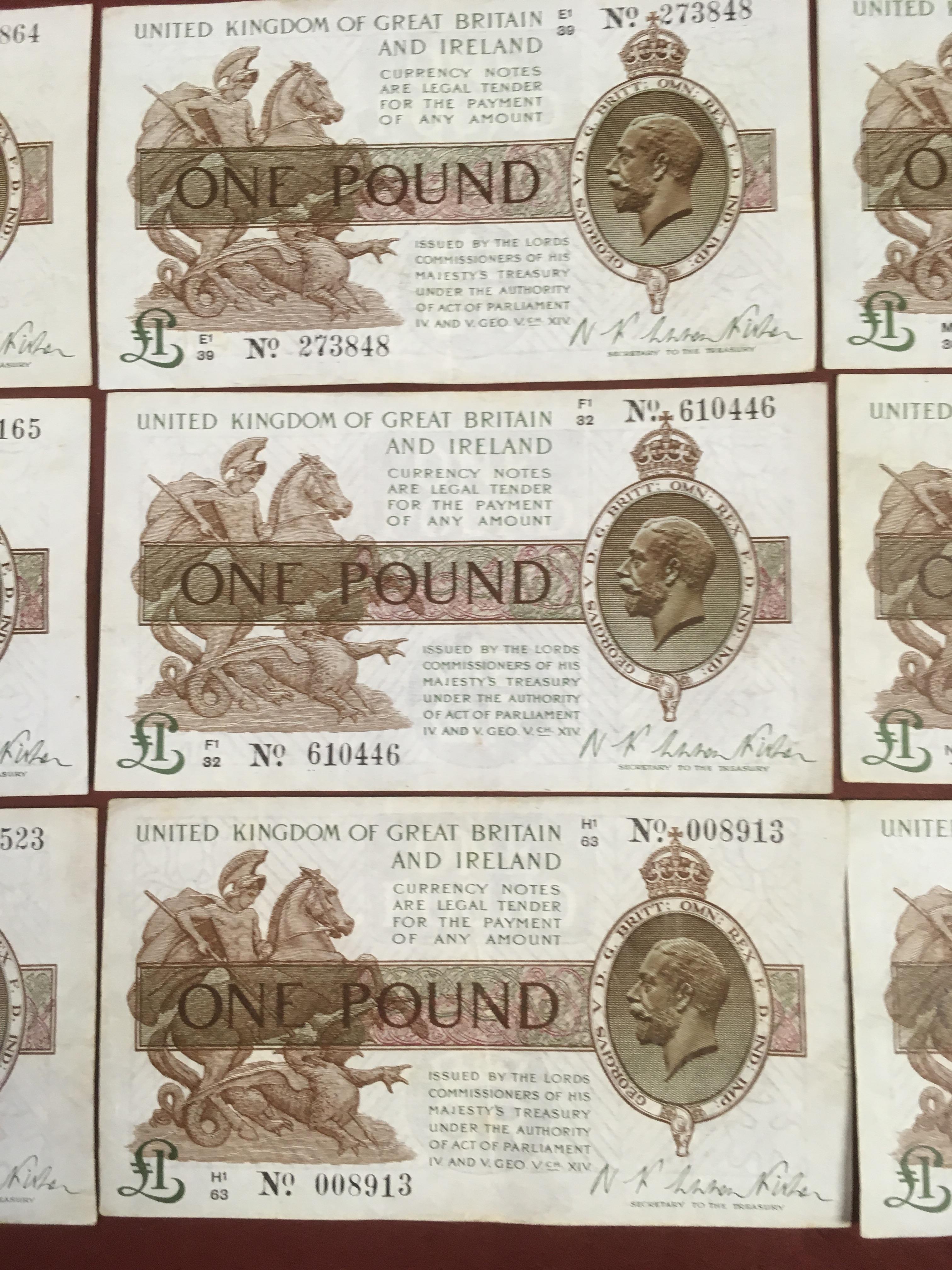 TREASURY BANKNOTES: WARREN FISHER ONE POUND (T31), BETTER GRADE EXAMPLES WITH PREFIX B1, E1 (2), - Image 3 of 4