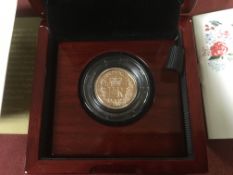 GOLD COINS: GB 2021 CHRISTMAS SIX PENCE 22 CARAT GOLD PROOF IN BOX WITH CERTIFICATE