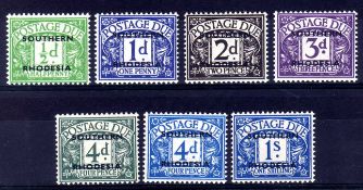 SOUTHERN RHODESIA: 1951 POSTAGE DUE SET, 4d GREY GREEN OG, OTHERS MNH.