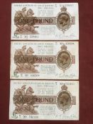 TREASURY BANKNOTES: WARREN FISHER ONE POUND (T32) WITH SQUARE DOT.