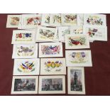 WWI SILK POSTCARDS INCLUDING RFC (4), AMIENS, FLAMES TYPES (3), ETC.