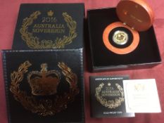 GOLD COINS: AUSTRALIA 2016 PERTH MINT GOLD PROOF SOVERIGN IN CASE WITH CERTIFICATE 0333