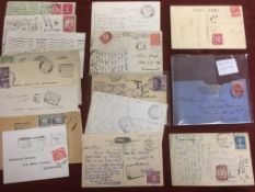 GB: FILE BOX OF COVERS, CARDS AND STATIONERY, ALL REIGNS, POSTAGE DUES WITH 1½d FRANKING,