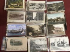 SMALL BOX OVERSEAS POSTCARDS, CANADA RAILWAYS, EUROPE, AUSTRALIA, EGYPT ETC,