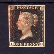 GB: 1840 1d BLACK PLATE 1b IH, FOUR MARGINS,