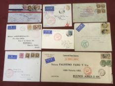 GB: 1932-8 ZEPPELIN FLOWN COVERS TO SOUTH AMERICA INCLUDING SEAHORSE FRANKINGS,