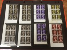 GB: BINDER WITH A COLLECTION PRE AND POST DECIMAL MACHIN CYLINDER BLOCKS (140) AND BOOKLET PANES