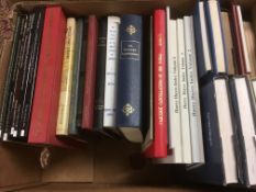 BOX OF PUBLICATIONS RELATING TO USA, ALSO OTHER WORKS ON PHILATELIC LITERATURE,
