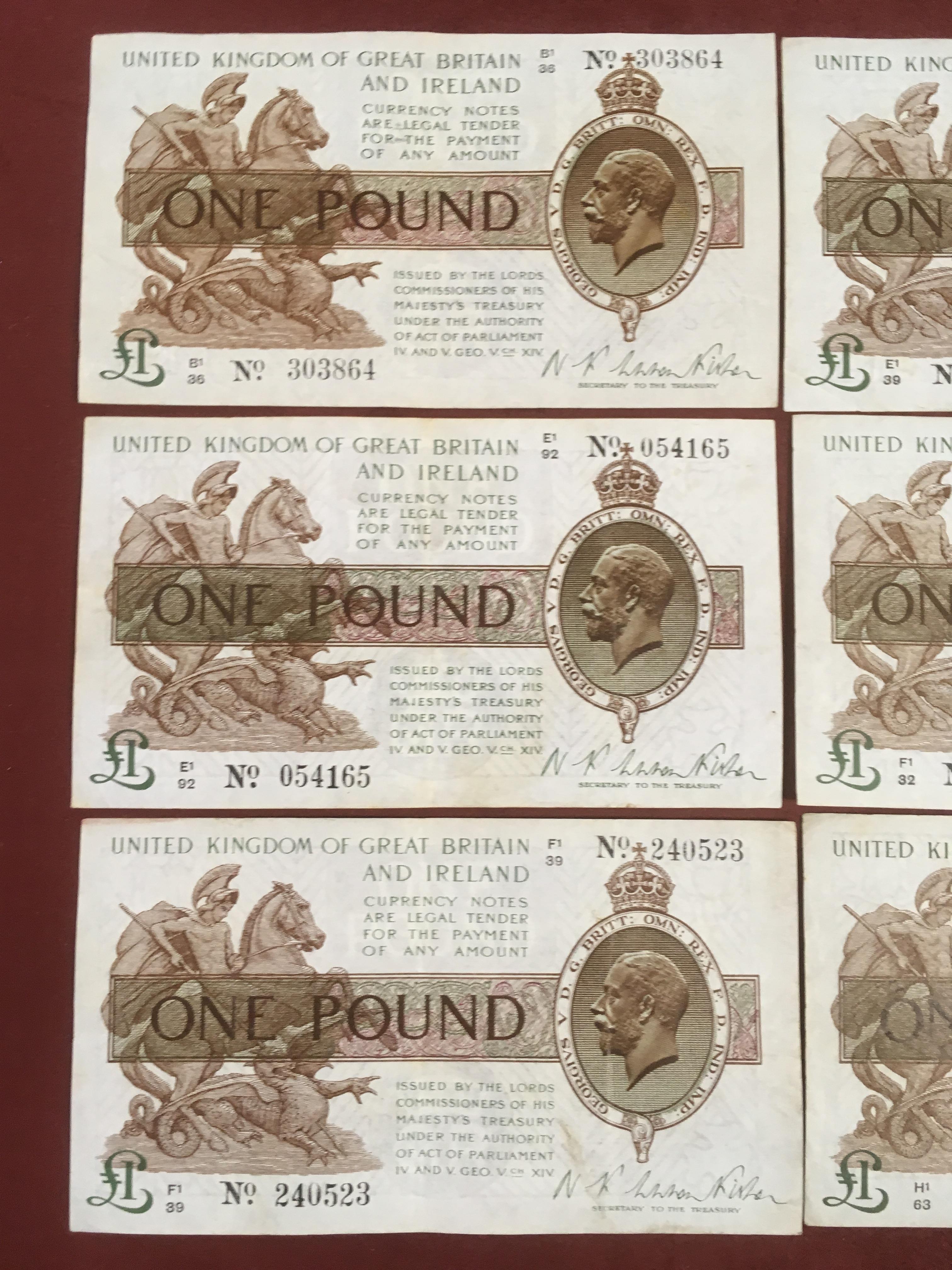 TREASURY BANKNOTES: WARREN FISHER ONE POUND (T31), BETTER GRADE EXAMPLES WITH PREFIX B1, E1 (2), - Image 2 of 4