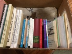 BOX WITH VARIOUS PUBLICATIONS RELATING TO SCANDINAVIA STAMPS,