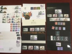 GB: SMALL BOX 1977-2003 HIGH VALUES MNH, PRESENTATION PACKS, FIRST DAY COVERS WITH 1993 COIN COVER,