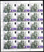 GB: 1993 £10 BRITANNIA SHEET OF 25,