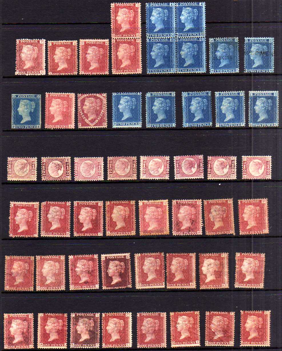 GB: 1841-79 LINE ENGRAVED UNUSED OR OG SELECTION FROM 1841 2d (DEFECTIVE), 1d PLATES (29),