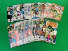 MARVEL COMICS SHE HULK NO. 1 - 25 FROM 1980. NO. 4 - 5, 7, 9, 17, 21, 23 HAVE RUSTY STAPLES.
