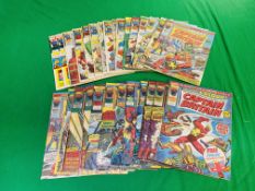 MARVEL UK COMICS CAPTAIN BRITAIN FROM 1976 NO. 1 - 39 PLUS AUTUMN SPECIAL. MULTIPLE DUPLICATES.