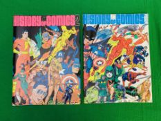 STERANKO HISTORY OF COMICS VOLUME 1 & 2, FROM 1970, BOTH HAVE RUSTY STAPLES.