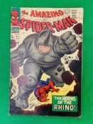 MARVEL COMICS THE AMAZING SPIDERMAN NO. 41 FROM 1966. FIRST APPEARANCE OF THE RHINO.