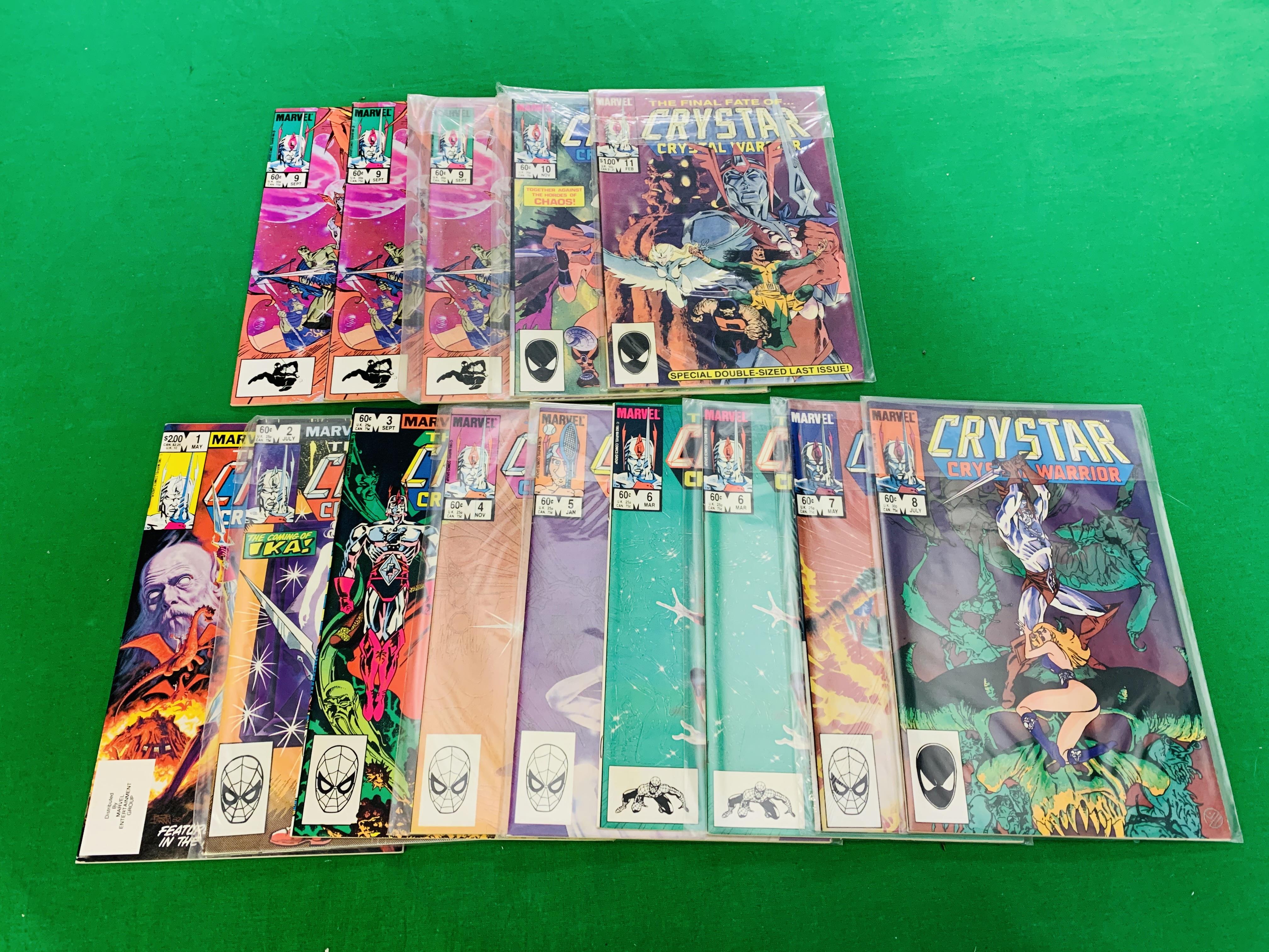 MARVEL COMICS CRYSTAR CRYSTAL WARRIOR NO. 1 - 11 FROM 1983, COUPLE OF DUPLICATES, INCLUDES NO. 8.
