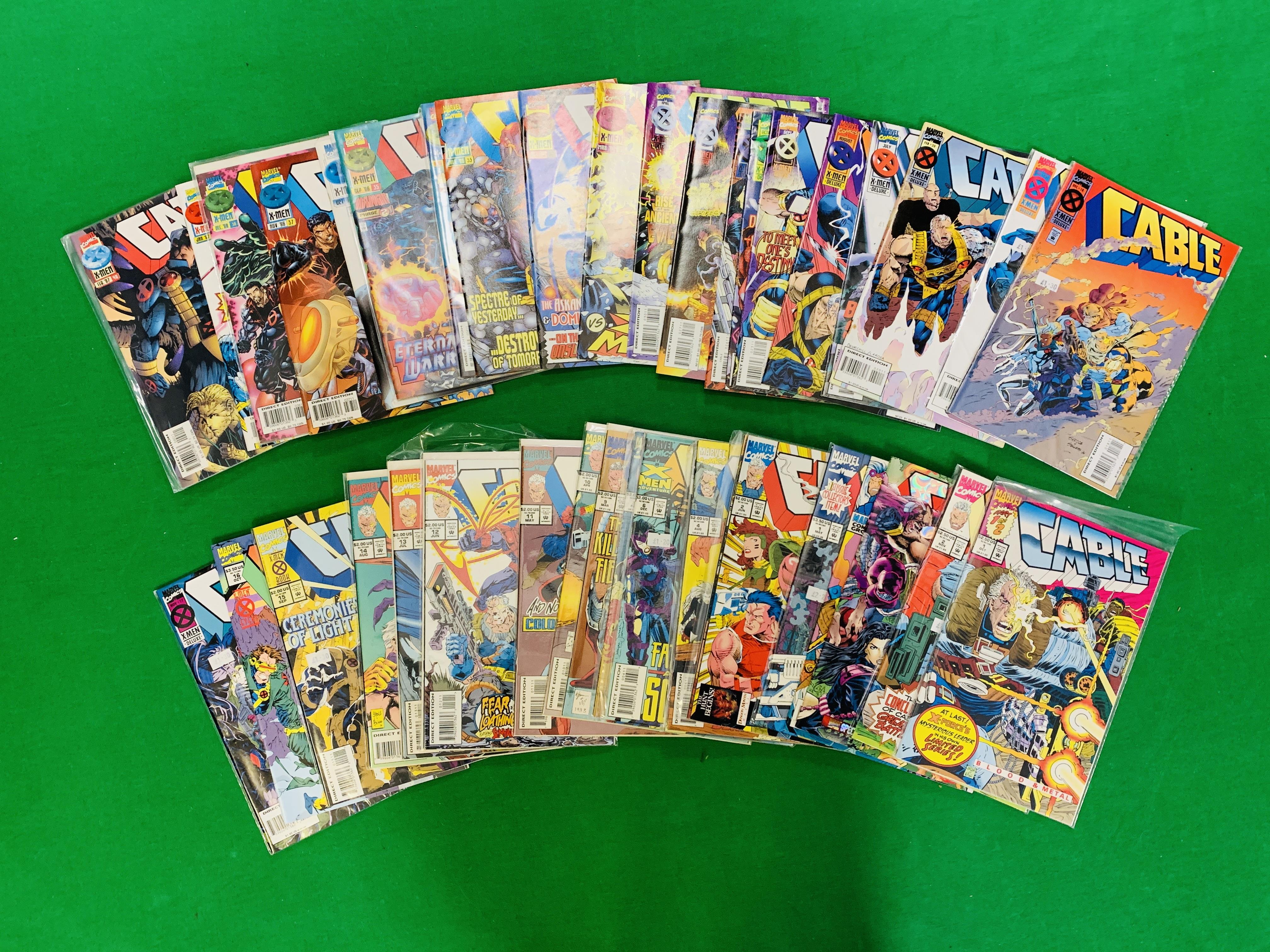 MARVEL COMICS CABLE NO. 1 - 40 FROM 1993. MISSING NO. 25. LIMITED RUN PLUS FLASHBACK. NO.