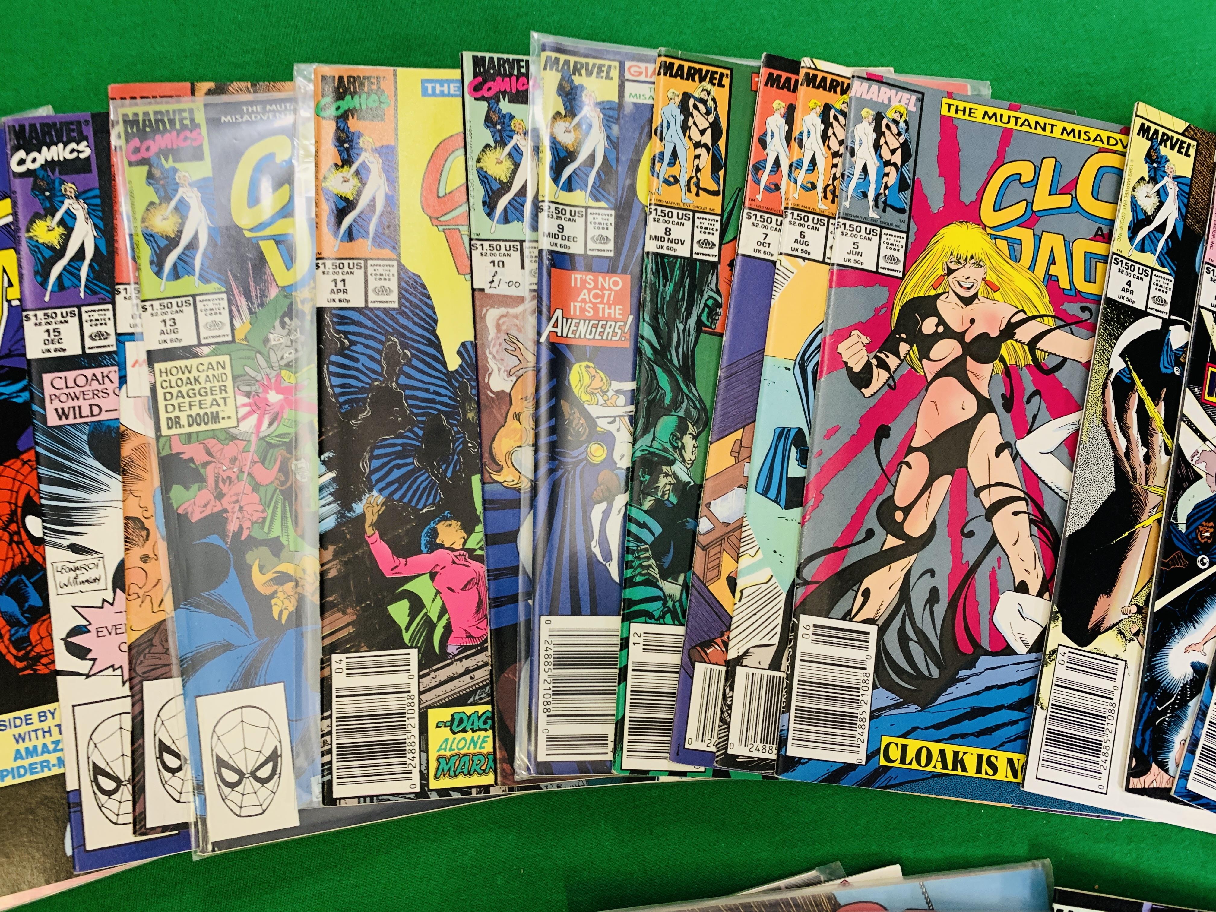 MARVEL COMICS CLOAK AND DAGGER NO. 1 - 4 FROM 1983, NO. 1 - 11 FROM 1985, NO. 1 - 19 FROM 1988. - Image 6 of 7