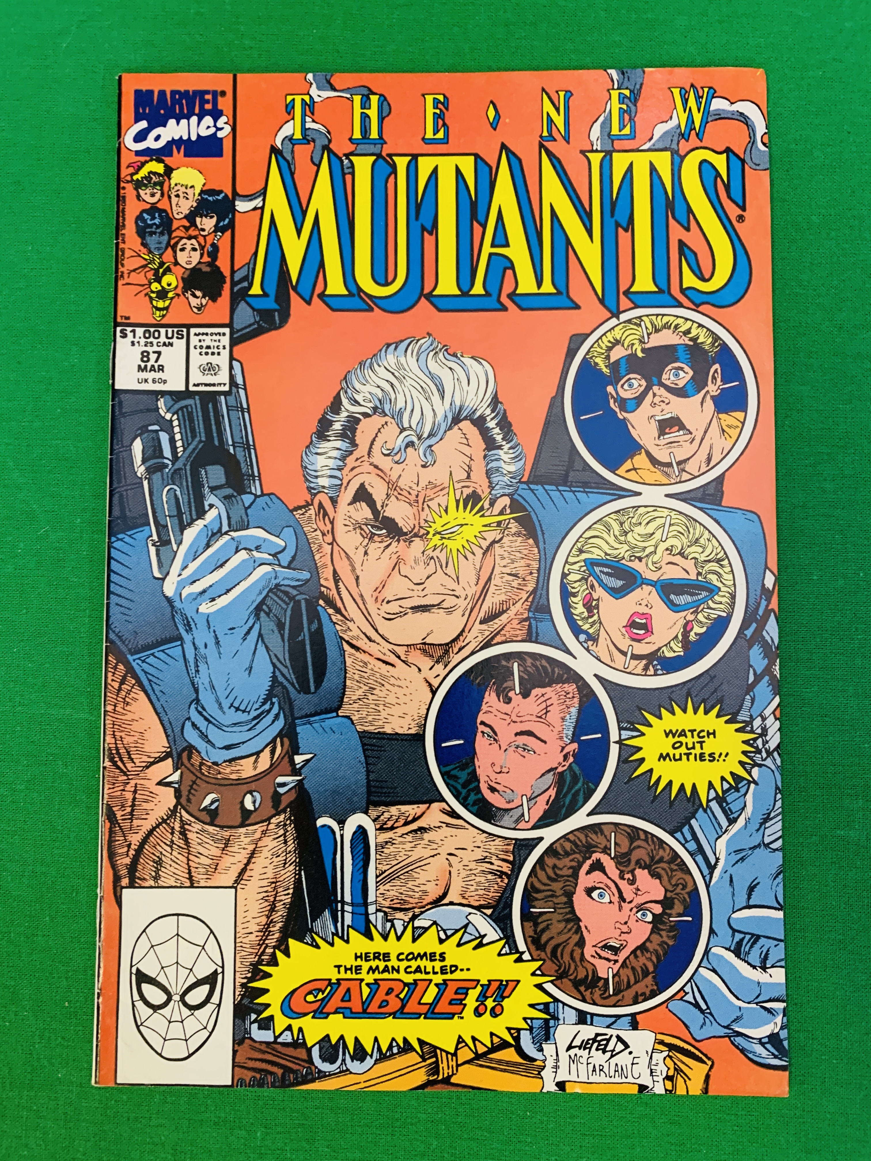 MARVEL COMICS THE NEW MUTANTS NO. 87 FROM 1990, FIRST APPEARANCE OF CABLE.
