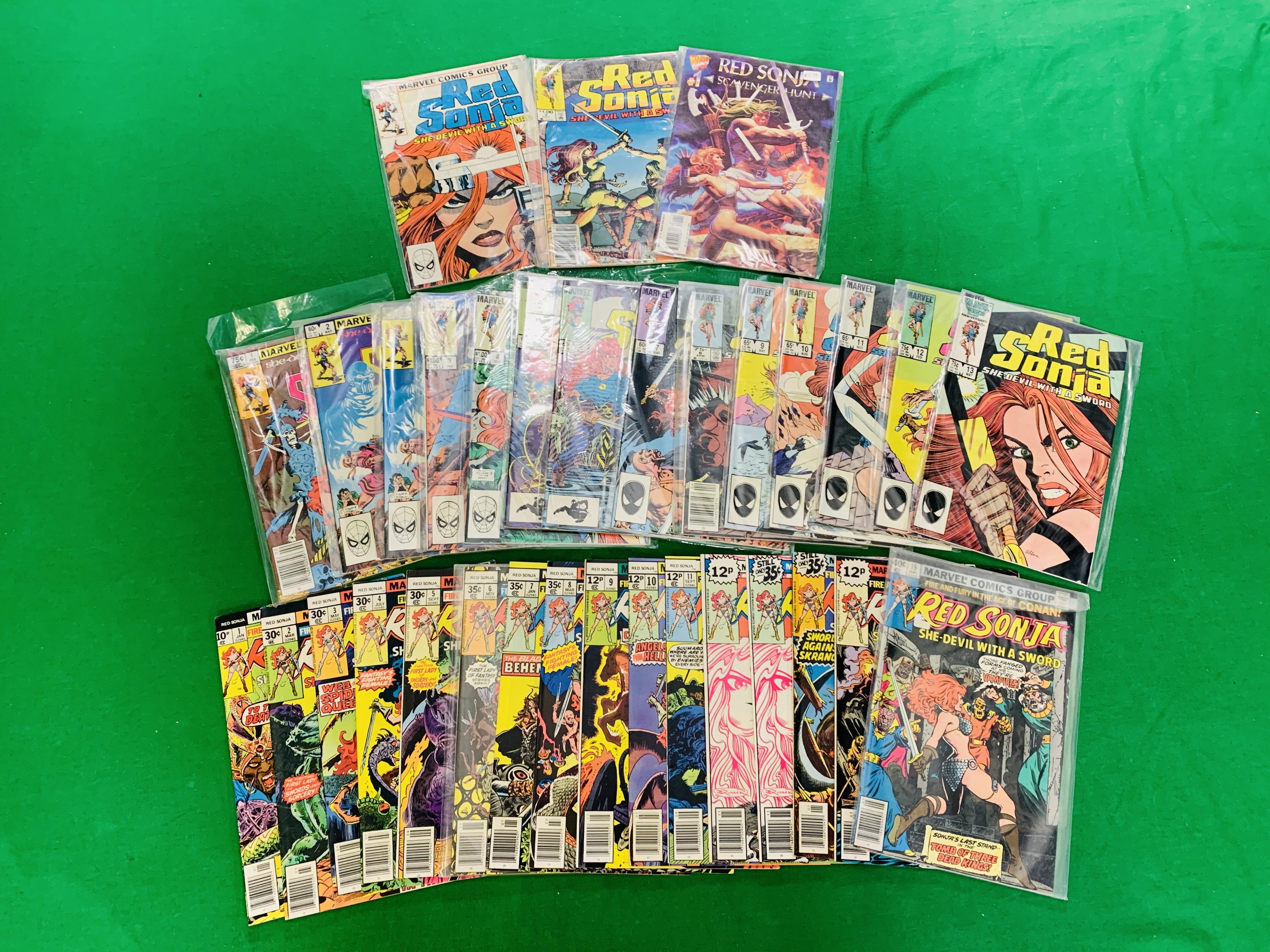 MARVEL COMICS RED SONJA NO. 1 - 15 FROM 1977 AND NO. 1 - 13 FROM 1983, INCLUDING OTHER APPEARANCES.
