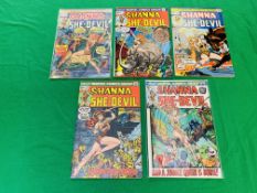 MARVEL COMICS SHANNA THE SHE DEVIL NO. 1 - 5 FROM 1972. FIRST APPEARANCE AND ORIGIN.