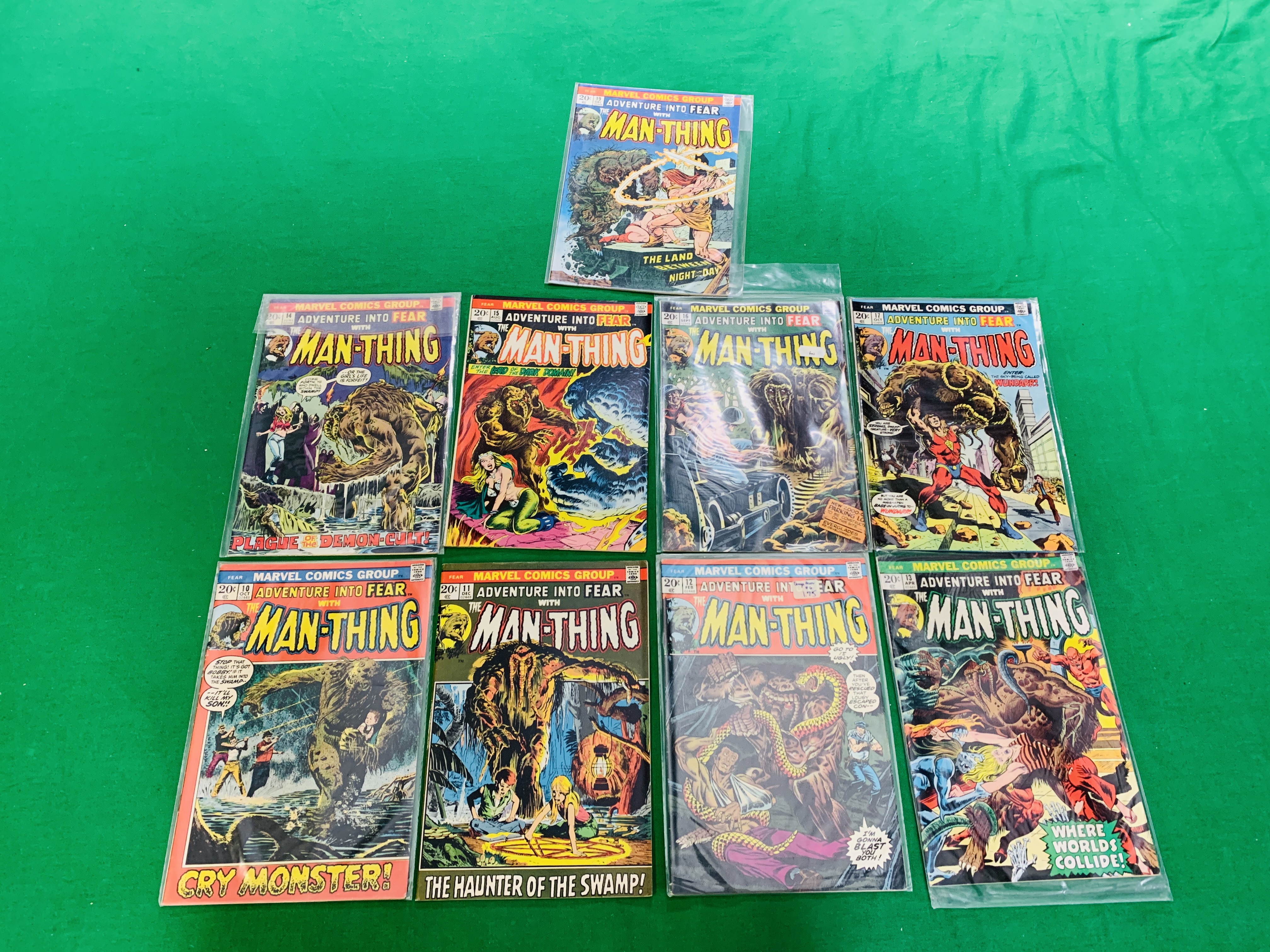 MARVEL COMICS ADVENTURE INTO FEAR WITH MAN-THING NO. 10 - 17, 19, FROM 1973. NO 19.