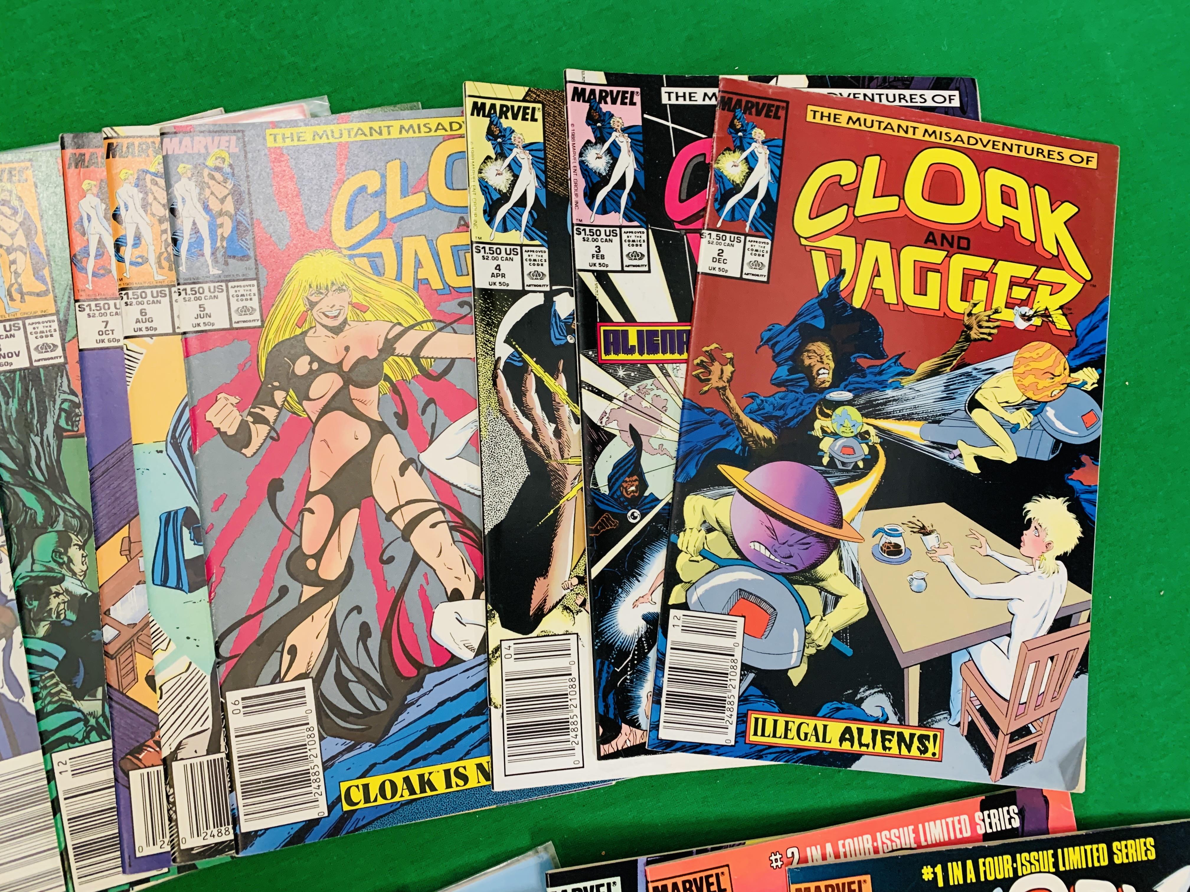 MARVEL COMICS CLOAK AND DAGGER NO. 1 - 4 FROM 1983, NO. 1 - 11 FROM 1985, NO. 1 - 19 FROM 1988. - Image 7 of 7