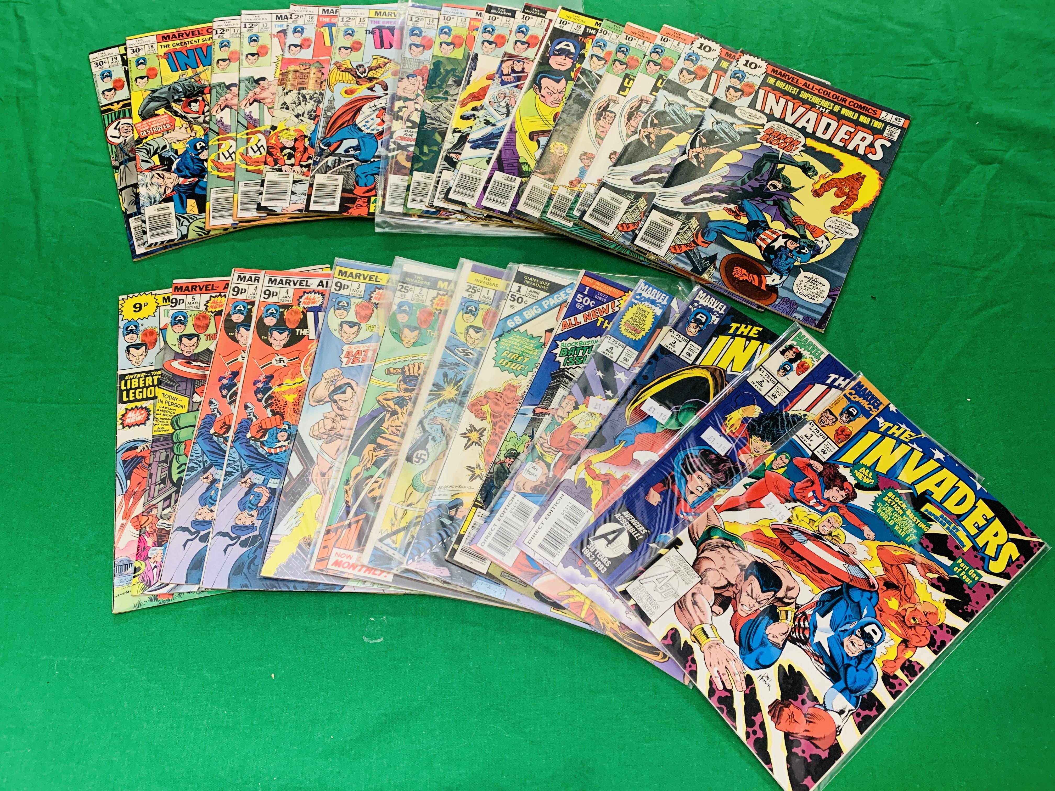 MARVEL COMICS THE INVADERS NO. 1 - 41 FROM 1975. FIRST APPEARANCE NO 7.