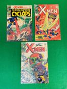 MARVEL COMICS THE X-MEN NO. 21, 28 AND 45 FROM 1966. FIRST APPEARANCE NO. 28 OF THE BANSHEE.