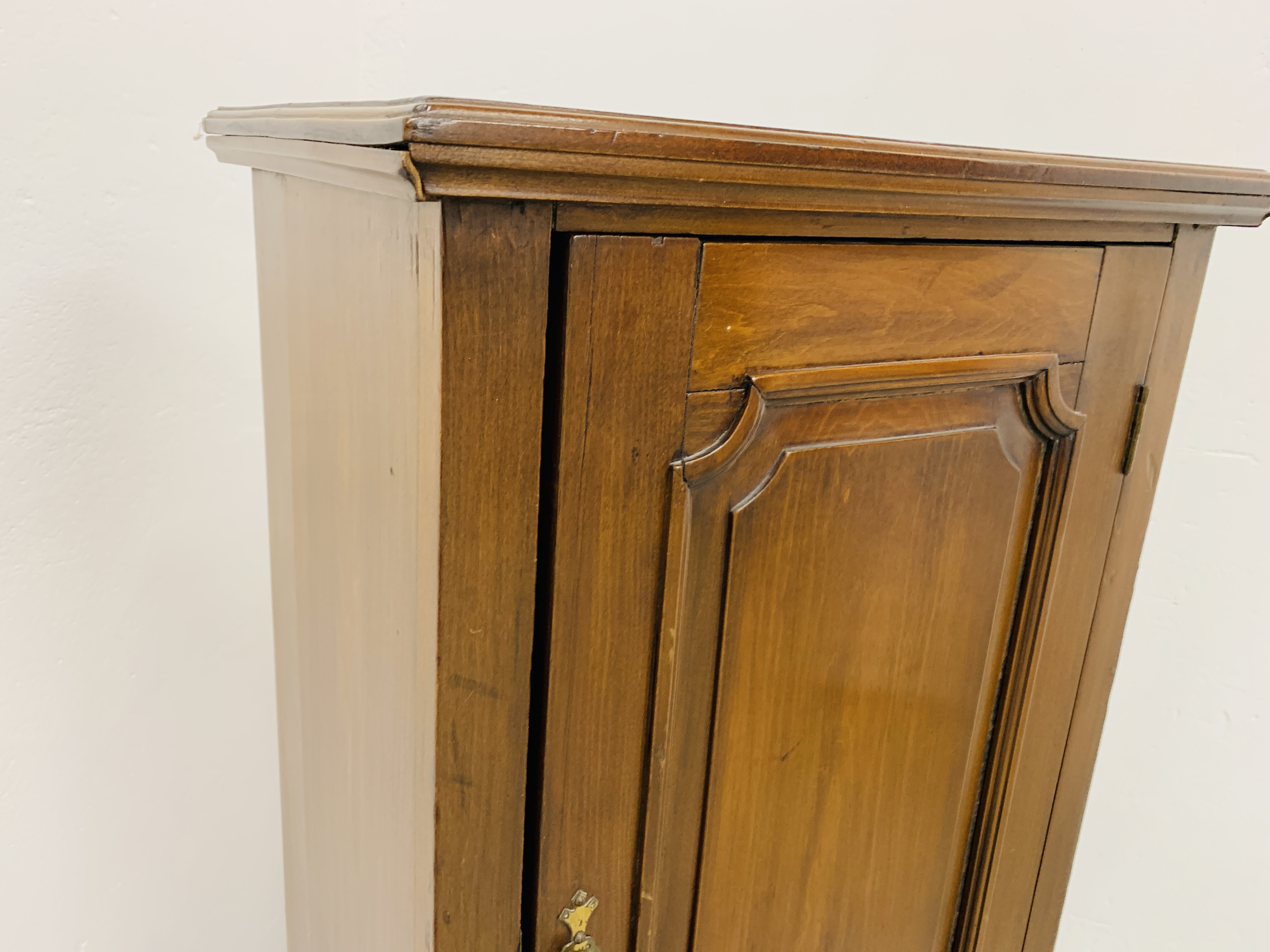 A HARDWOOD CABINET WITH PANEL DOOR AND SHELVED INTERIOR - W 50CM. D 35CM. H 100CM. - Image 5 of 7