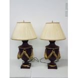 PAIR OF THOMAS BLAKEMORE CLASSICAL DESIGN TABLE LAMPS WITH PLEATED SHADES