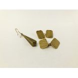 PAIR OF 9CT GOLD CUFFLINKS AND A SINGLE GOLD EARRING.