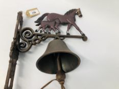 A WALL HANGING CAST METAL HORSE BELL (R).