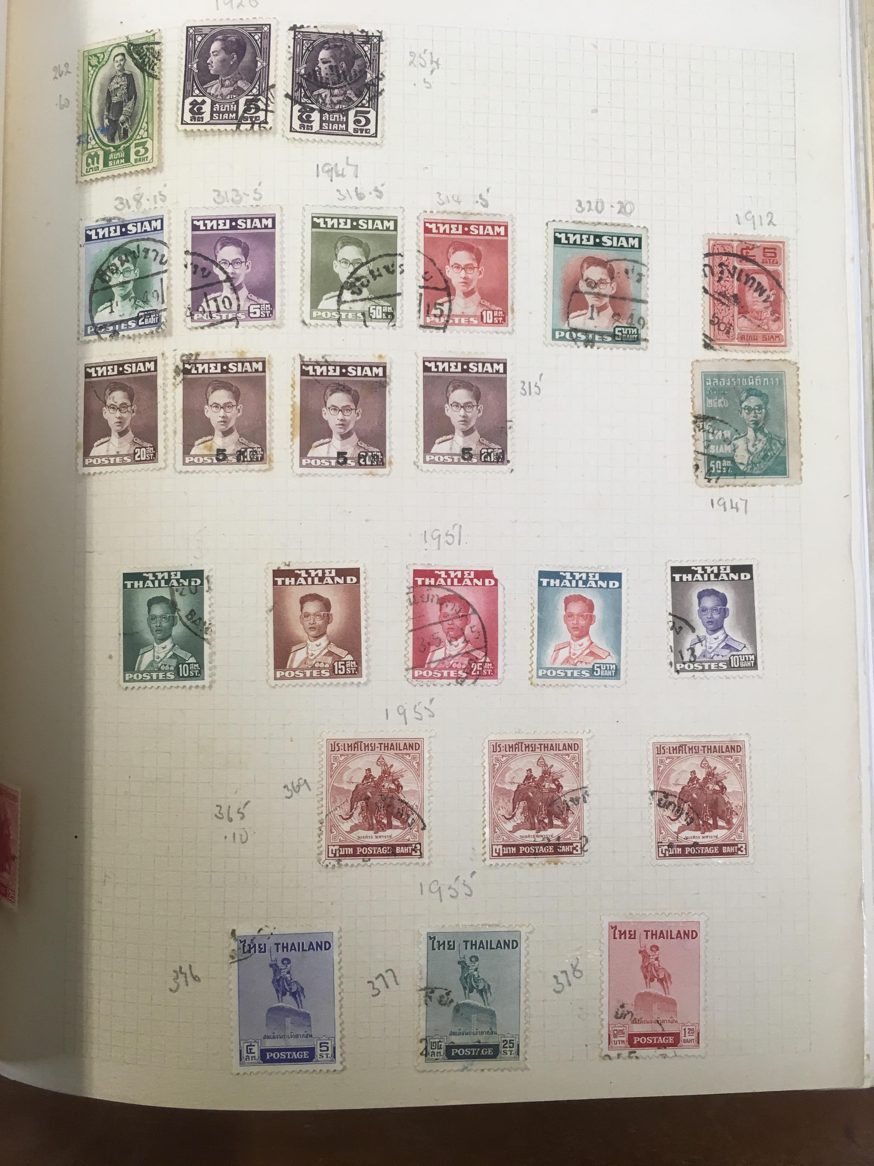 BOX WITH OLD TIME STAMP COLLECTIONS IN THREE ALBUMS AND ON LEAVES, CHINA, USA ETC. - Image 6 of 6